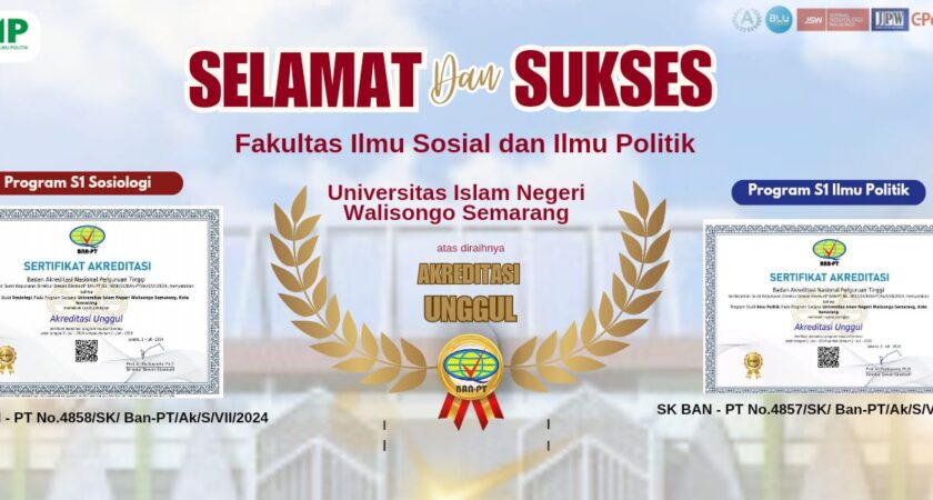 Jurusan Ilmu Politik dan Sosiologi FISIP UIN Walisongo Raih Akreditasi Unggul dari BAN-PT